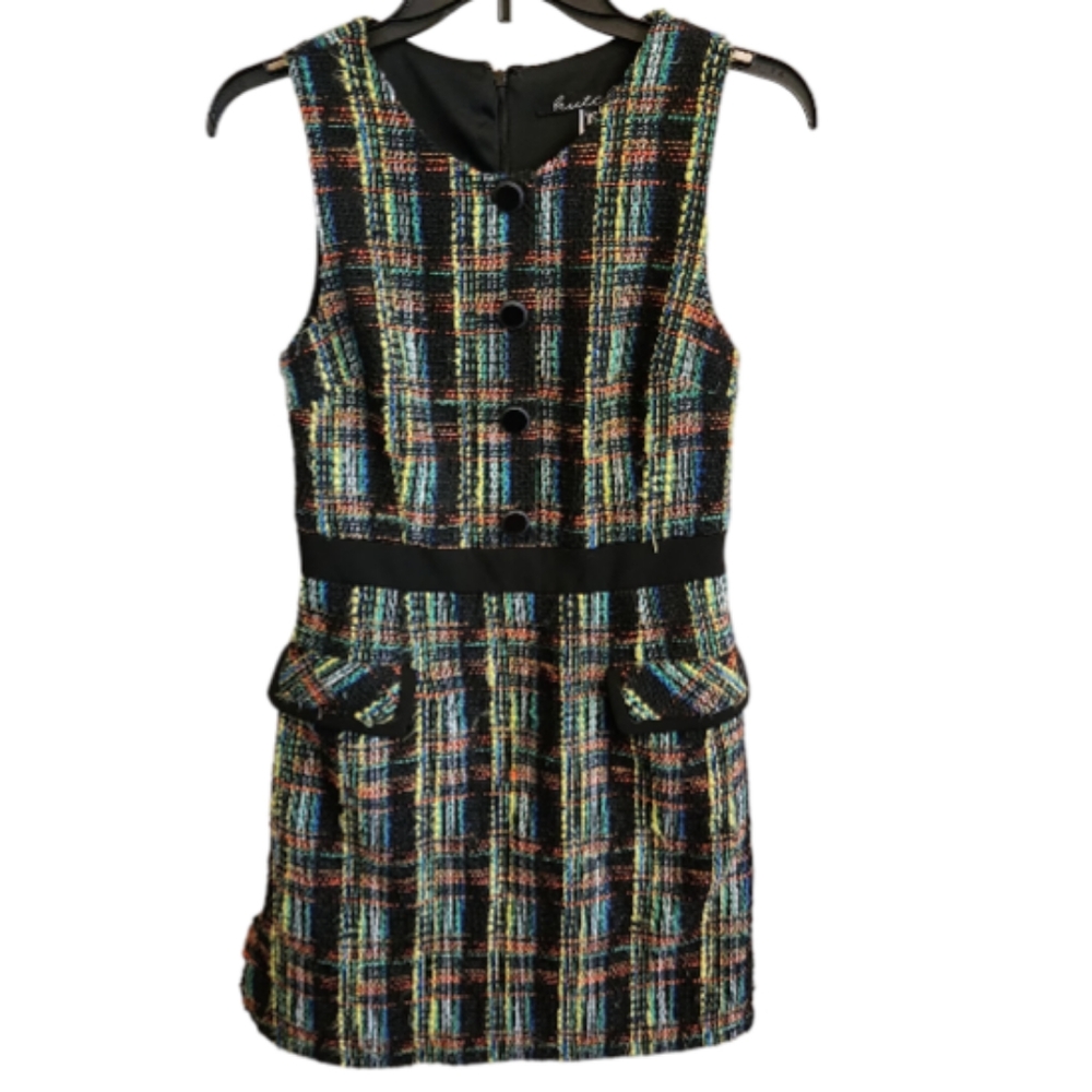 Hutch Bright Time To Start Tweed Mini Dress XS ** FLAWED**